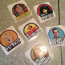 Load image into Gallery viewer, SIX MILLION DOLLAR MAN • Retro 6 STICKER SET • Six Classic Logos