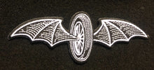 Load image into Gallery viewer, BAT-WINGED WHEEL • Small Embroidered Patch • GOTH - RAT ROD - BIKER