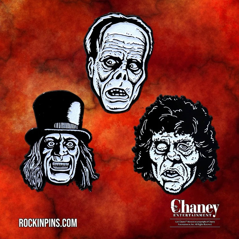 LON CHANEY ENAMEL PINS • SET OF 3 • Retro MANI-YACK MONSTER! • GLOWS!! (Copy) (Copy)