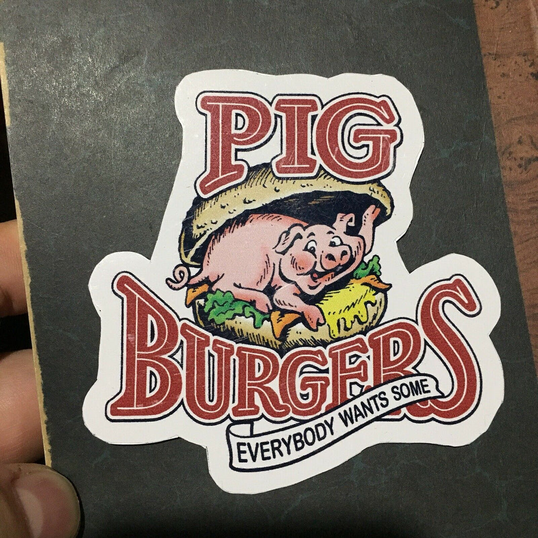 PIG BURGERS • Custom Vinyl MAGNET • Retro 