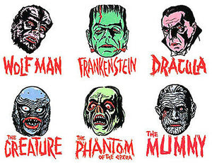 MANI-YACK - Universal Monsters - Iron-on Transfers • REPRO • FULL SET of SIX!!!